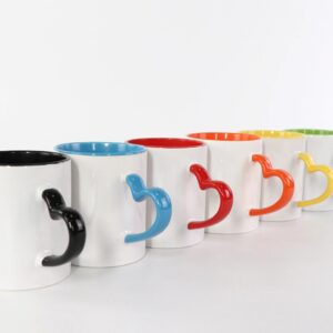 11oz Full Colour Mug Heart Shaped Cup Handle with White Patch