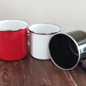 12oz Sublimation Stainless steel Enamel Cup with colour top rim