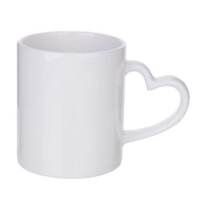 11oz white mug with heart handle