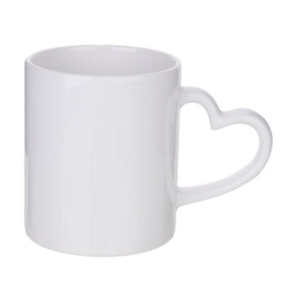 11oz white mug with heart handle