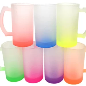 16oz glass beer mug-gradient color,frosted